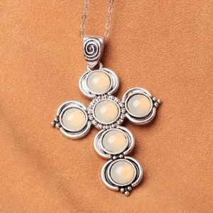 Stone Cross pendant necklace.  NWT. HighQuality. Fast Ship.